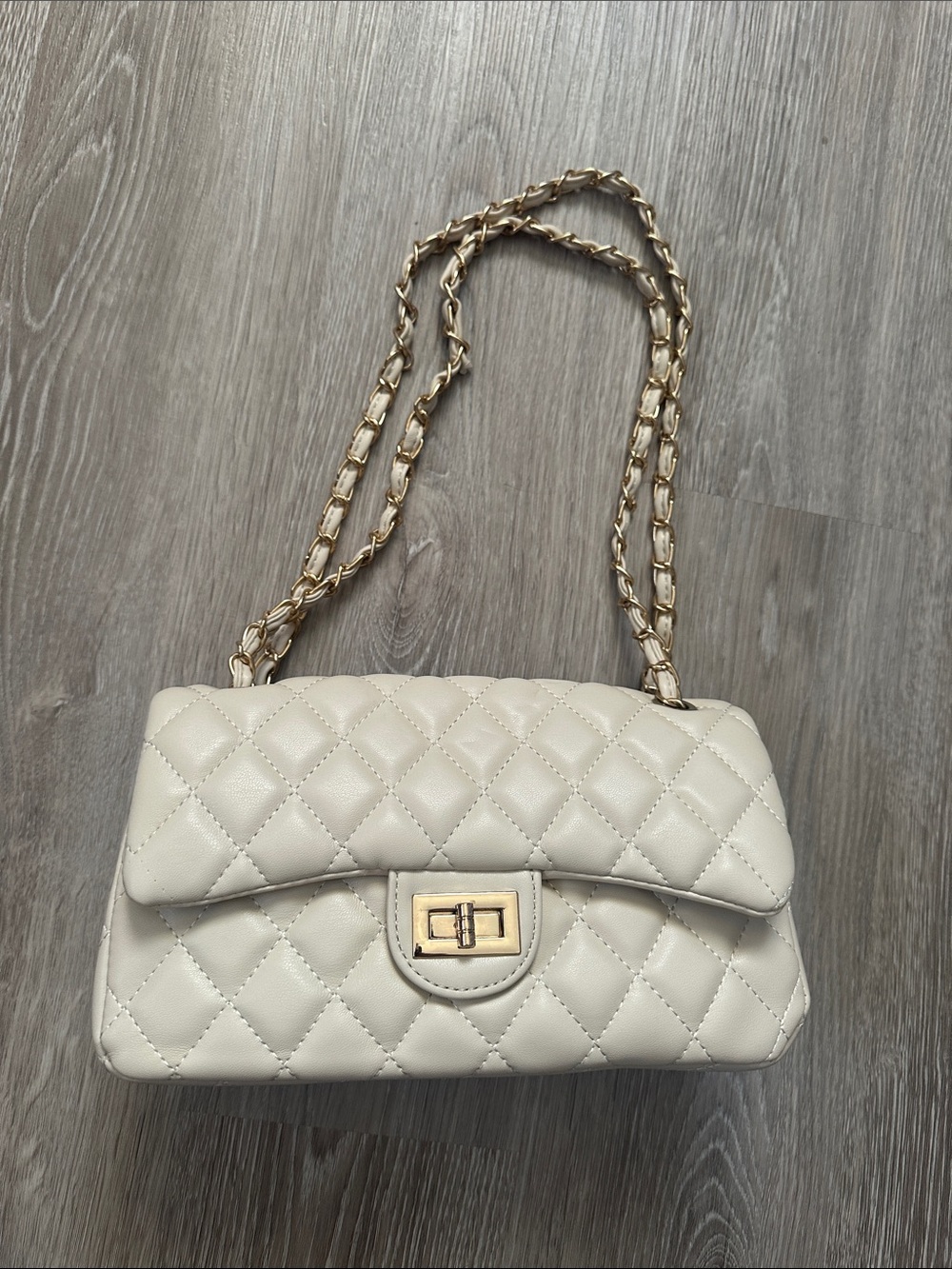 Light Taupe Quilted Leather Bag